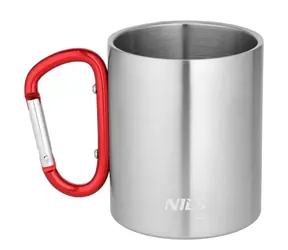 NILS Camp NC17110 Kempingový hrnček s karabínou 300ml červený