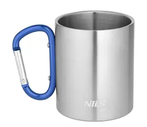 NILS Camp NC17110 Kempingový hrnček s karabínou 300ml modrý