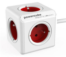 PowerCube Extended červená / Predlžovací prívod 230V / 1.5m / 5 zásuviek