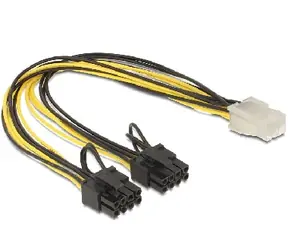 DeLock káblová redukcia napájania PCI Express 6 pin samica na 2 x 8 pin samec / 30cm