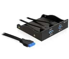 DeLock predný panel do 3.5" pozície / 2x USB 3.0 / čierny
