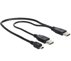 DeLock kábel 2 x USB 2.0-A male/USB mini 5-pin, 30cm
