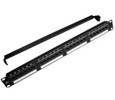 Gembird NPP-C624CM-001 / patch panel 19&quot; / 24 port 1U cat.6e / so zadnou organizáciou káblov / čierny