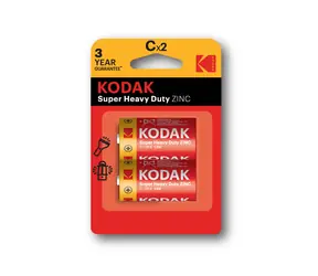 Kodak HEAVY DUTY zinkovo-chloridovej batérie C/2ks/blister