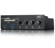DEEPCOOL DEEPCOOL ROCK MASTER V3.0 / regulátor ventilátorov do 5.25&quot; pozícia / čítačka kariet / USB 3.0 / čierna