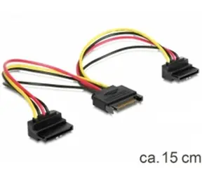 DeLock napájací kábel SATA 15-pin na 2xSATA HDD / pravouhlý