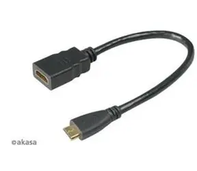 AKASA AK-CBHD10-25BK / káblová redukcia / HDMI na Mini HDMI / pozlátené kontakty