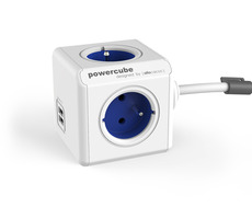PowerCube Extended USB modrá / Predlžovací prívod 230V / 1.5m / 4 zásuvky / 2x USB Port