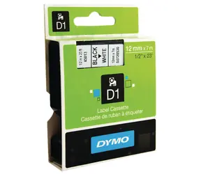 Dymo originálna páska do tlačiarne štítkov, Dymo, 45013, S0720530, čierna tlač/biely podklad, 7m, 12mm, D1