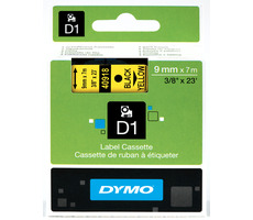 Dymo originálna páska do tlačiarne štítkov, Dymo, 40918, S0720730, čierna tlač/žltý podklad, 7m, 9mm, D1