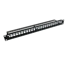 MicroConnect Prázdny kovový patch panel 24 portov pre 1U rack 19" bez káblového manažéra čierna