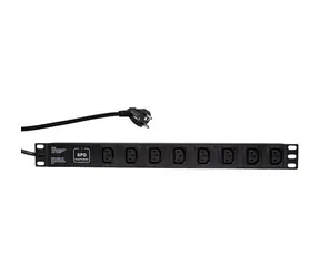LogiLink PDU8A01 čierna / Viacnásobná zásuvka pre server / 8x C13 / 2m / až 3500W