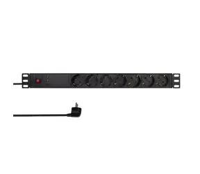 LogiLink PDU7C02 čierna / Viacnásobná zásuvka pre server / prepäťová ochrana / 7x Zásuvka typ F / 2m / až 3600W