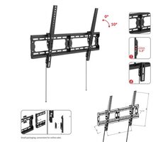 ECG LD 326501 čierna / nástenný držiak na televízie 32&quot;-65&quot; / VESA 600x400 / vzdialenosť od steny 33 mm / do 75 kg 
