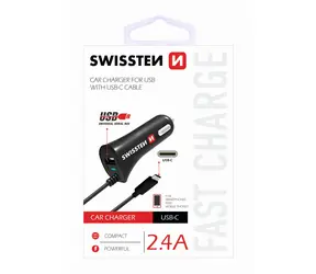 SWISSTEN CL AUTONABÍJAČKA USB-C A USB 2,4A POWER