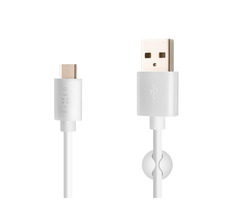 FIXED Dátový a nabíjací kábel s konektorom USB-C USB 2.0 biela / 3A / držiak a sťahovací pásik v balení