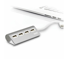 PORT CONNECT USB HUB 4x USB 3.0 sivá