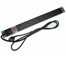 XtendLan 19" rozvodný panel 8x230V 10A / ČSN / kábel do UPS (IEC320 C14) / vypínač / indikátor napätia / kábel 1.8m / 1U