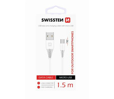 SWISSTEN dátový kábel USB - microUSB 1.5m biela / 9 mm