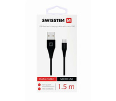 SWISSTEN dátový kábel USB - microUSB (6.5mm) 1.5m čierna