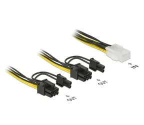 DeLock PCI Express napájací kábel 6 pin samica > 2 x 8 pin samec 15 cm