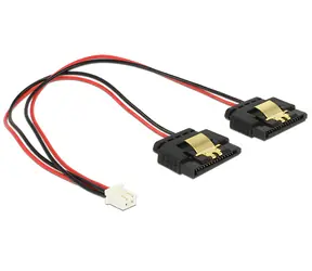 DeLock Napájací kábel 2 pin samica > 2 x SATA 15 pin samica (5 V) 0.2 m / kovová spona