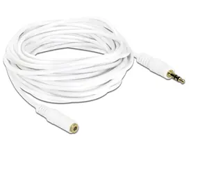 DeLock predlžovací kábel Stereo Jack 3.5 mm 3 pin samec > samica 5 m biela