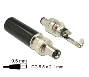 DeLock Konektor DC 5.5 x 2.1 mm s dĺžkou 9.5 mm samec