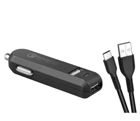 Avacom CarMAX 2 nabíjačka do auta (USB-C) čierna / 2x Qualcomm Quick Charge 2.0 / USB-C kábel