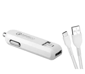 Avacom CarMAX 2 nabíjačka do auta (USB-C) biela / 2x Qualcomm Quick Charge 2.0 / USB-C kábel