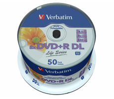 Verbatim 50ks DVD+R 8.5GB 8x / Injekt Printable / spindl case