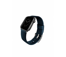 Uniq Mondain Apple Watch 44mm kožený remienok modrá