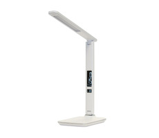 Immax LED stolná lampička Kingfisher 9W biela / 450lm / 12V / 1.0A / 3 farby svetla / sklápacie rameno / USB