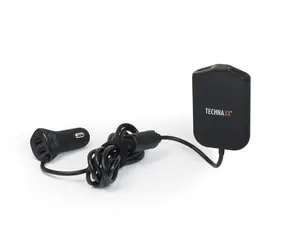 Technaxx rodinná nabíjačka do auta čierna / 4x USB / 2.4A / držiak na zadné sedadlá