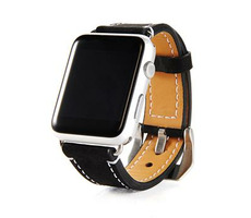 Tactical Genuine Kožený Opasok pre Apple Watch 1 &amp; 2 &amp; 3 42mm čierna