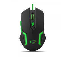 Esperanza EGM205G Fighter čierno-zelená / herná optická myš / 2400 DPI / USB / 6 tlačidiel + koliesko / LED / 1.5 m