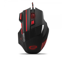 Esperanza EGM201R Wolf čierno-červená / herná optická myš / 2400 DPI / USB / 7 tlačidiel + koliesko / LED / 1.5 m