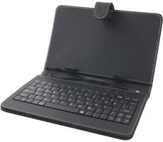 Esperanza EK123 Madera čierna / púzdro na tablet s klávesnicou / do 7&quot; / microUSB / eko koža