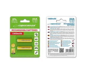 Esperanza Nabíjacia batéria AAA žltá / 1.2V / 1000mAh / Ni-MH / 2 ks / v blistri
