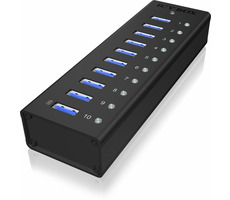 IcyBox IB-AC6110 USB Hub čierna / 10x USB 3.0 / s USB nabíjaním
