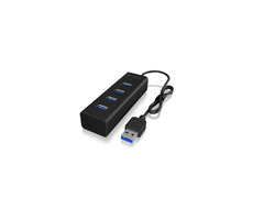 IcyBox IB-HUB1409-U3 USB Hub čierna / 4x USB 3.0 / s pripojením USB 3.0 AM