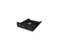 IcyBox IB-HUB1417-i3 čierna / čítačka pamäťových kariet SD &amp; microSD do 3.5&quot; pozícia / USB Hub / 2x USB / USB-C