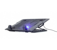 Gembird NBS-1F17T-01 chladiaca podložka pod notebook 17" čierna / 1x LED ventilátor / nastaviteľná výška a sklon