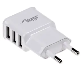 Trx Akyga USB nabíjačka 220V (3x USB-A) biela / 5V / 3.1A