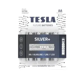 Teslá SILVER+ alkalická ceruzková batéria AA (LR06) 4 ks / blister