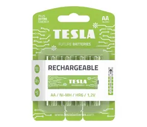 Teslá RECHARGEABLE+ nabíjacia ceruzková batéria AA Ni-MH 2450mAh 4ks / HR06 / blister