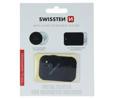 Swissten Set kovový lepiaci štítok a podložka k magnetickým držiakom do auta (retail pack)