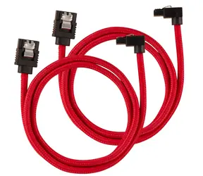 Corsair Premium Sleeved SATA 6Gbps kábel lomený 60cm červená (2ks)