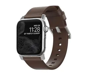 Nomad Leather kožený remienok pre Apple Watch (42 &amp; 44 mm) hnedá koža strieborná pracka