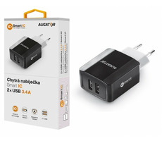 Aligator Chytrá sieťová nabíjačka 3.4A čierna / 2xUSB / SMART IC / dopredaj